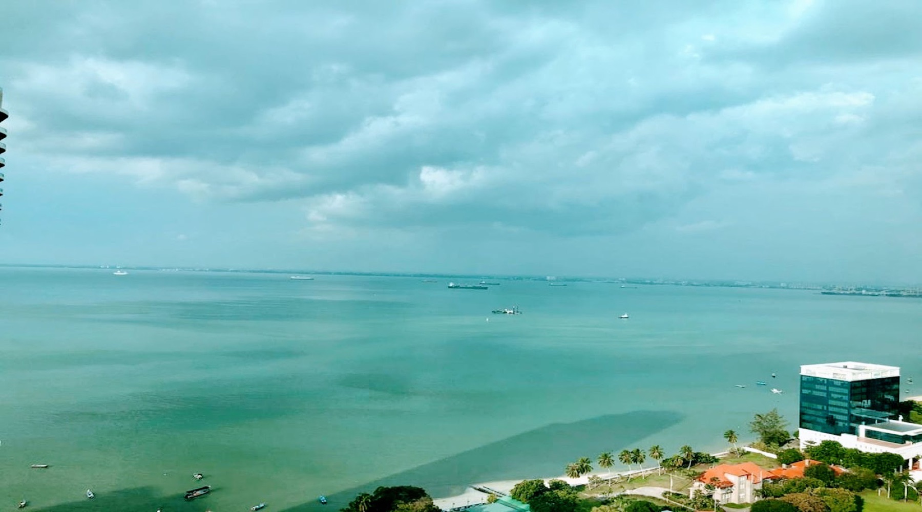 The Penang strait seen from a high-floor suite at Mansion One, George Town